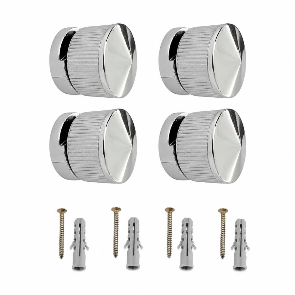 Suporte Para Espelho Botão Francês ABS Cromado Kit 4 Peças Com Buchas e Parafuso