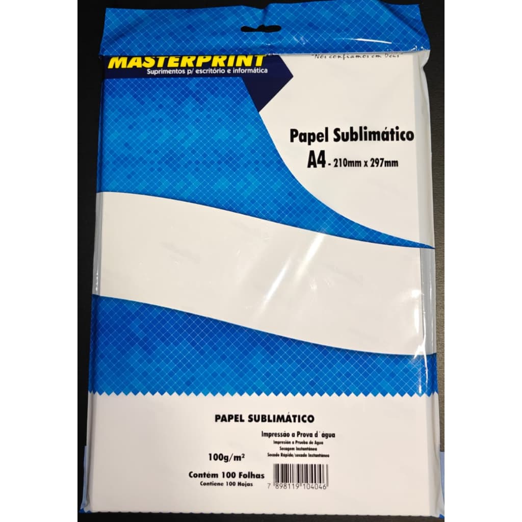 Papel Sublimatico A4 100g Masterprint Original 100 Folhas Transfer Para Sublimacao Canecas Camisetas Poliester