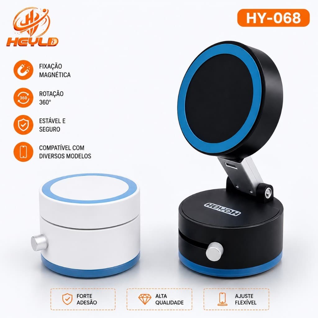 Suporte Celular Carro 360° Magnético Dobrável Ventosa Dupla Face