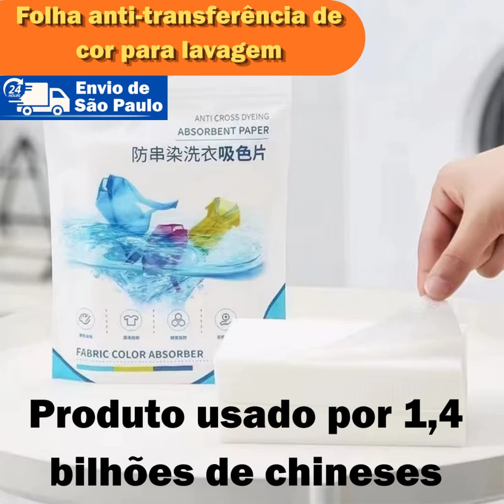 Folha Anti-Manchas para Lavagem | Evita Transferência de Cor (50 Unidades)