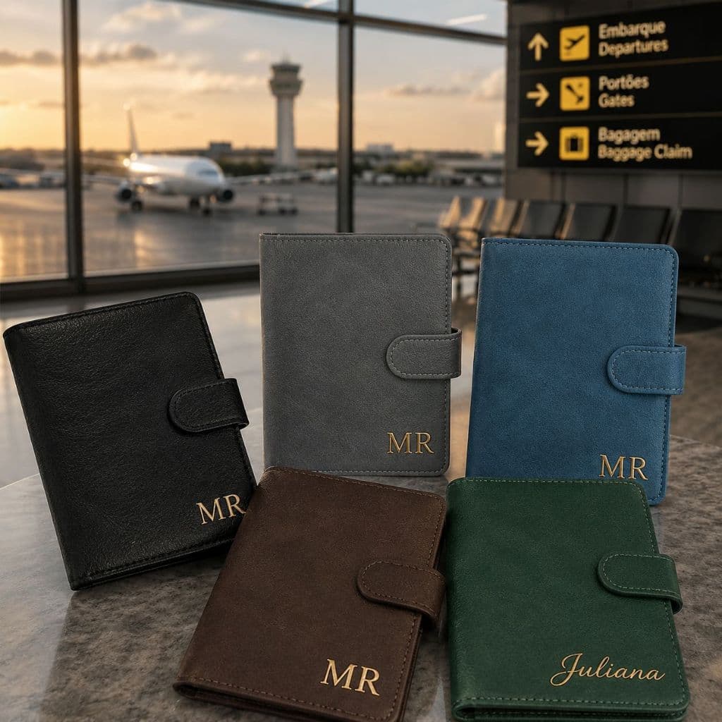 Porta-Passaporte PU Personalizado Com Sua Inicial