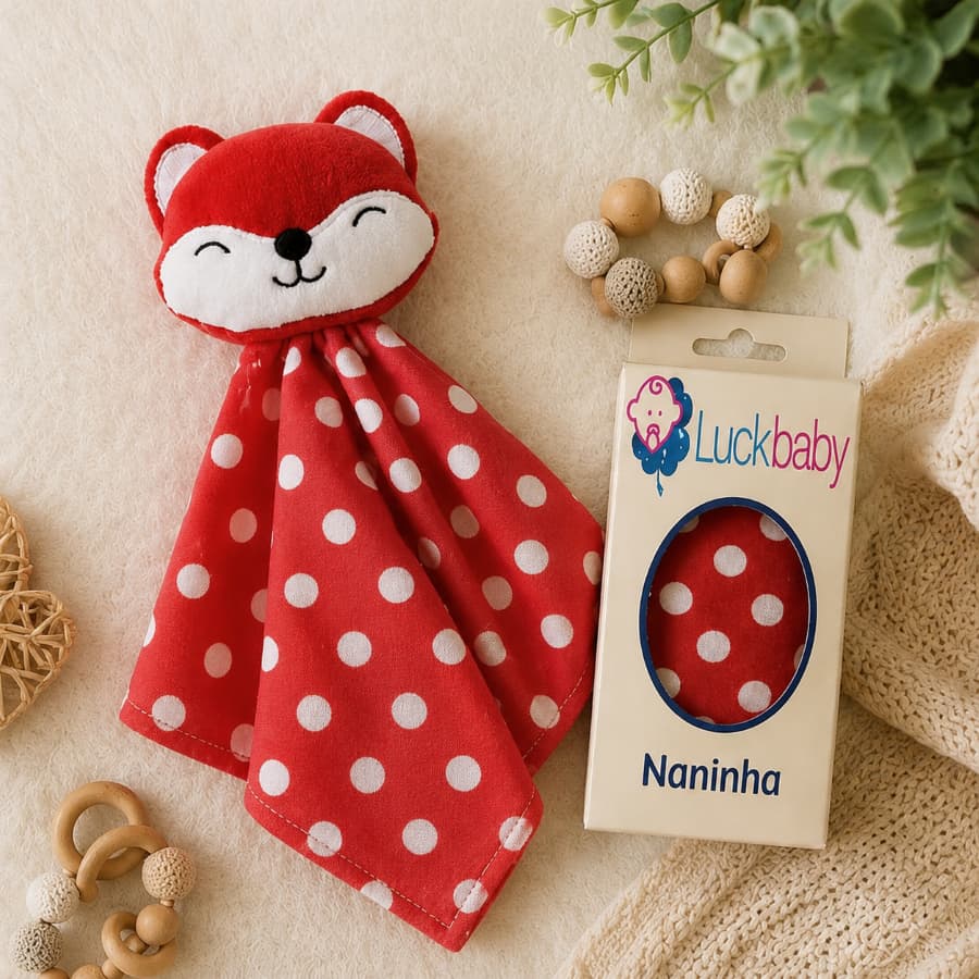 Naninha para Bebê Bichinhos de Apego Fofinha Premium Macia 100% Algodão 26cmx26cm