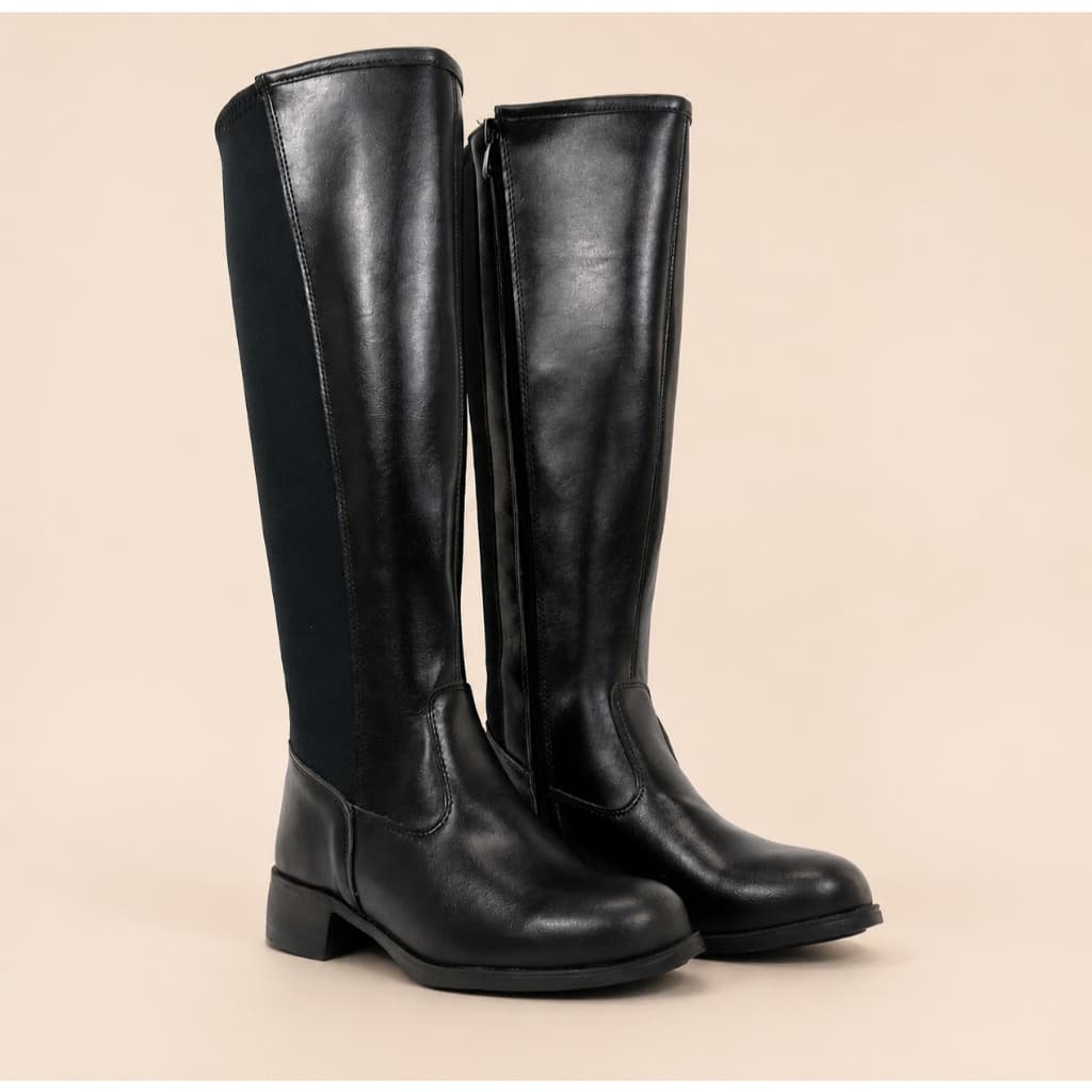 Bota Montaria Feminina Cano Alto com Zíper Lateral e Neoprene Ajustável