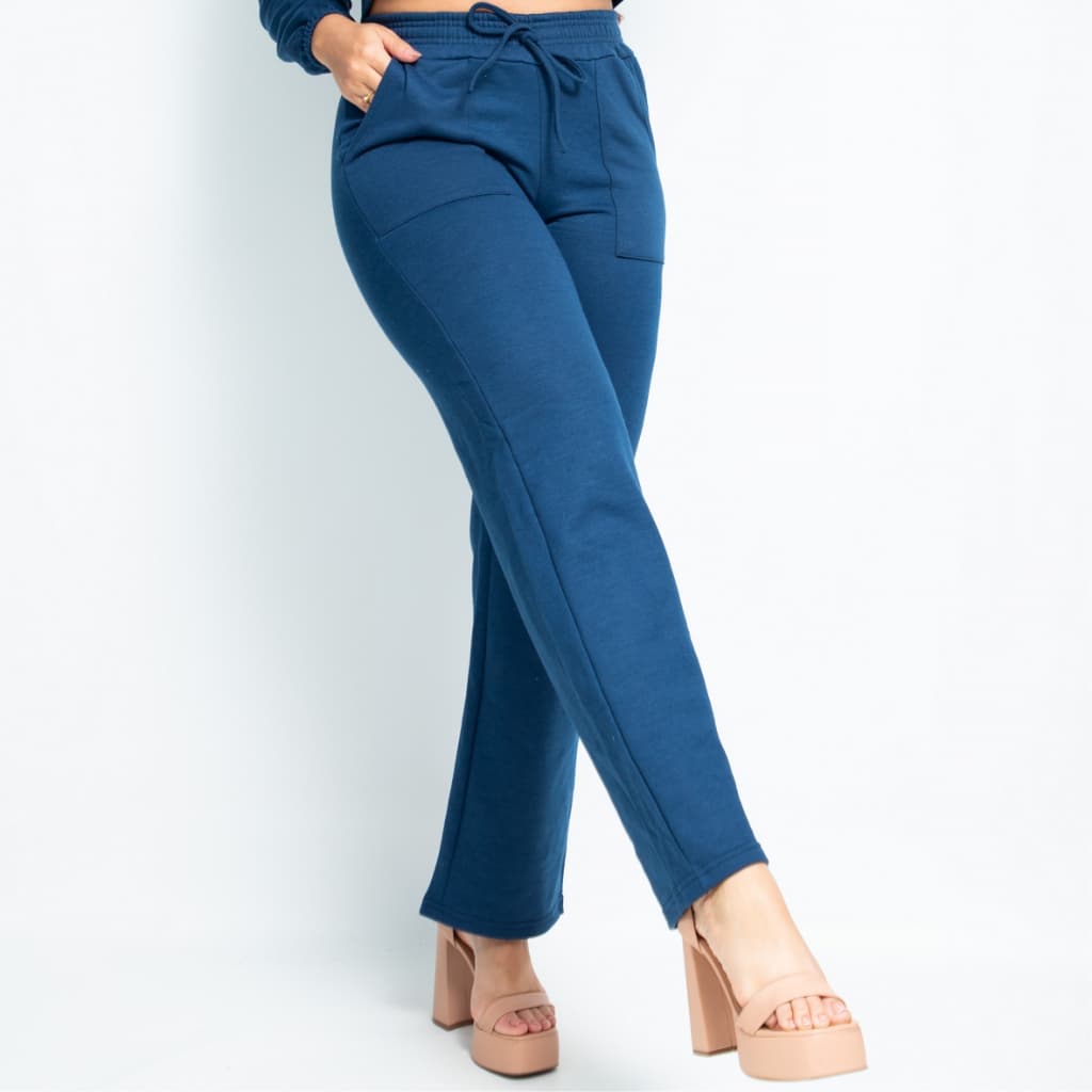 Calça Moletom Pantalona Feminina Frio Inverno Aerolook Confortável Elegante Caminhada Casual