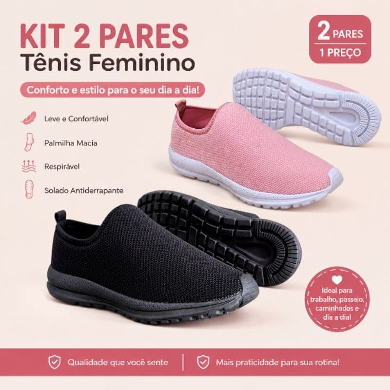 kit 2 pares TÊNIS MEIA FEMININO SLIP ON CALCE FÁCIL TRADICIONAL QUEIMA DE ESTOQUE PROMOÇÃO