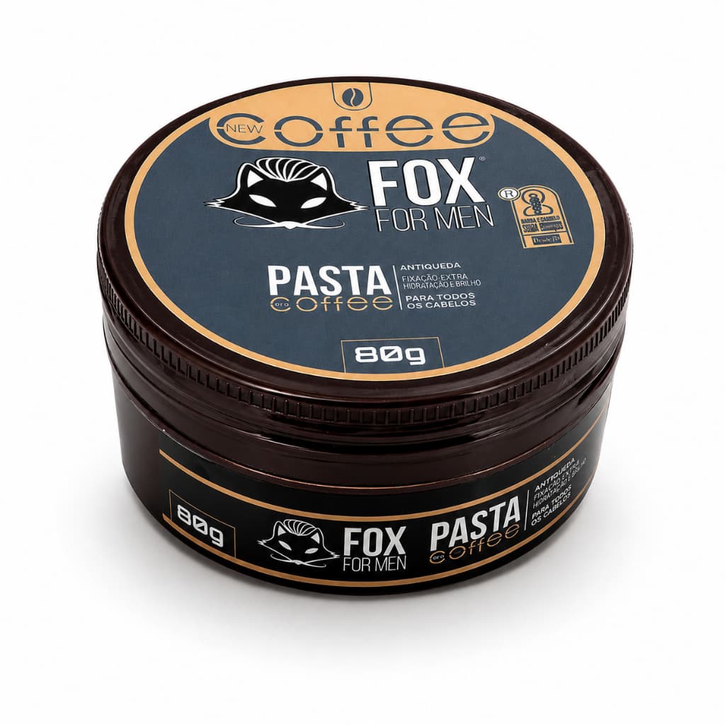 Pasta Modeladora Masculina 80g New Coffee Fox For Men Base Aquosa Fixação Média e Brilho Natural