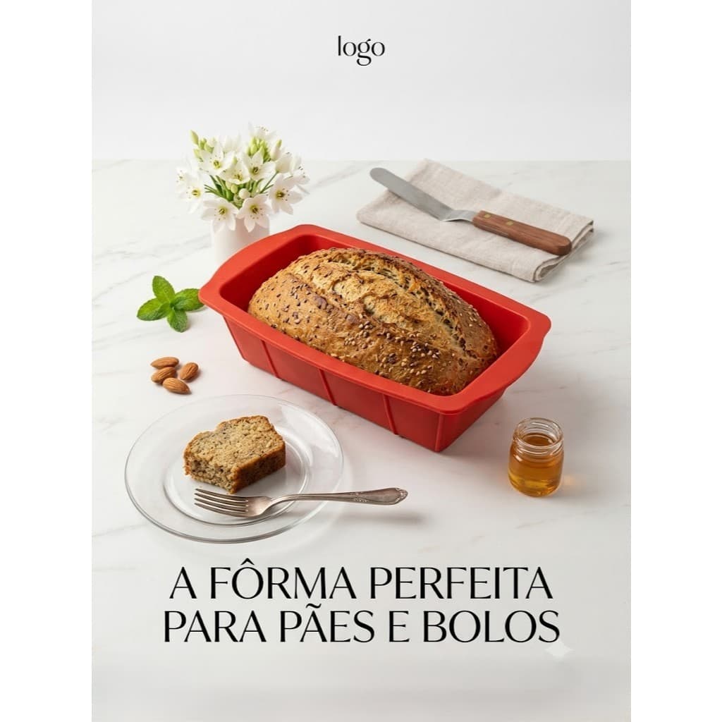 Forma de Silicone para Pão e Bolo Vermelha – Antiaderente e Flexível 23,8x13,3x5.5 cm