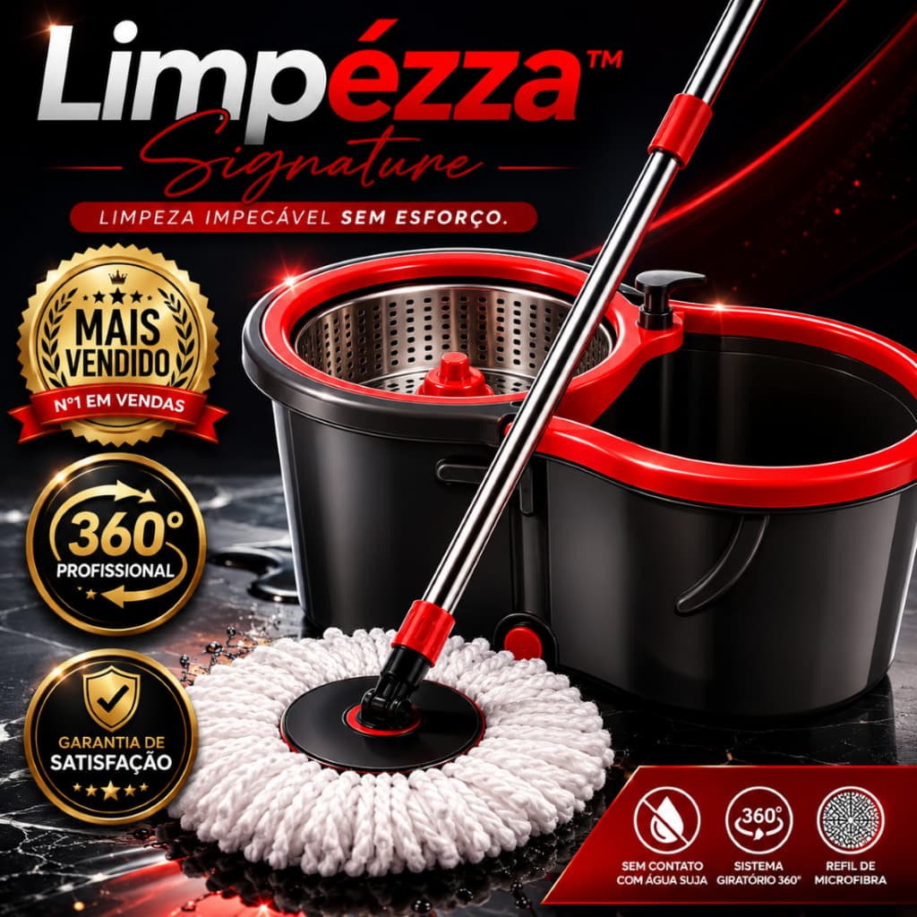 Mop Giratório 360º: Mop Giratório 360 Balde Duplo Inox Limpeza Pesada Esfregão Com Refil Microfibra
