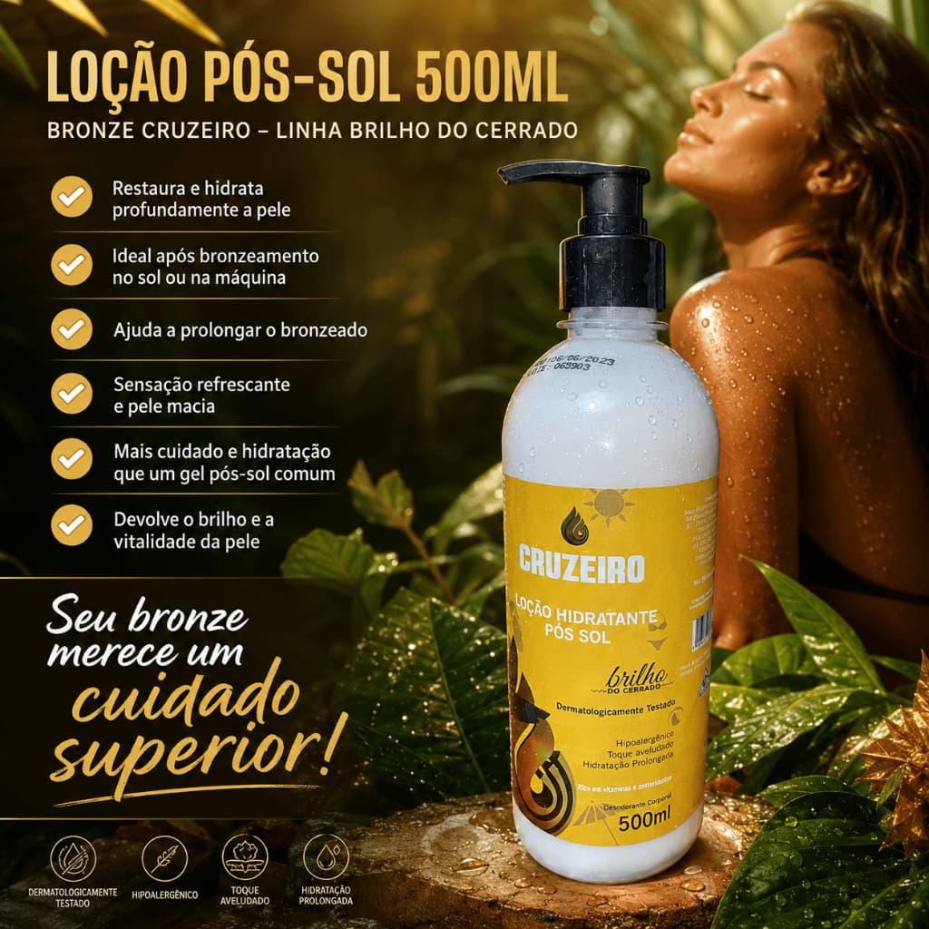 Loção Pós Sol 500ml Bronze Cruzeiro Hidratante Restaurador Pele Pós Bronzeamento