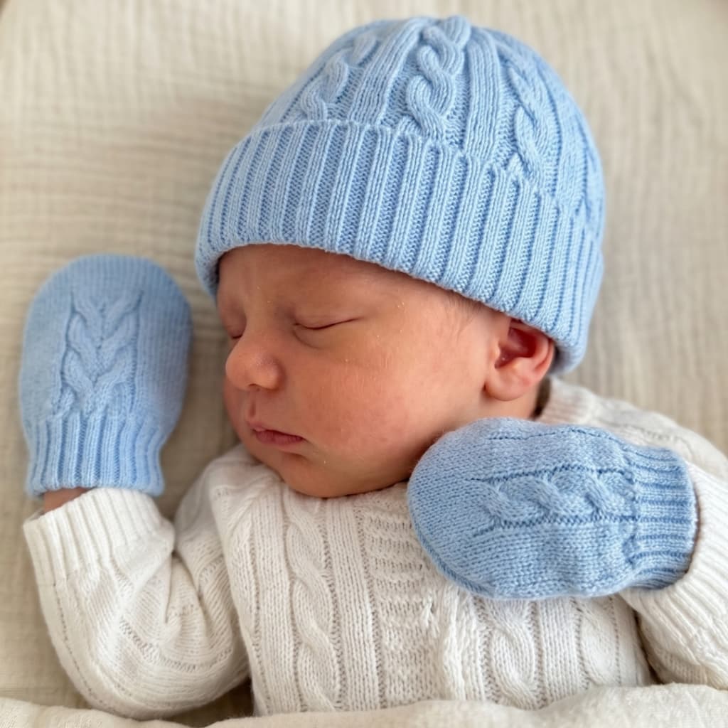Kit Proteção Inverno touca e Luva para Bebê em Tricô Tranças Quentinho