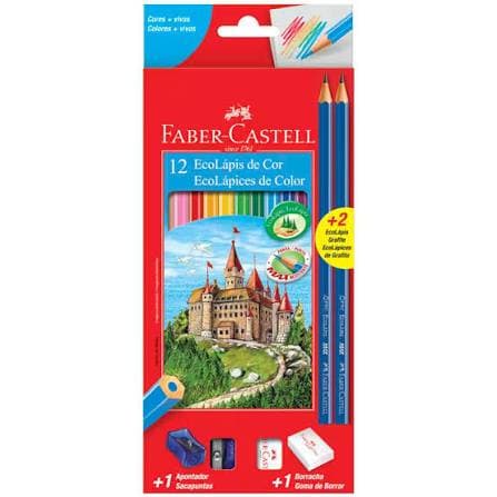 Lápis De Cor 12 Cores Faber Castell Ecolápis Sextavado
