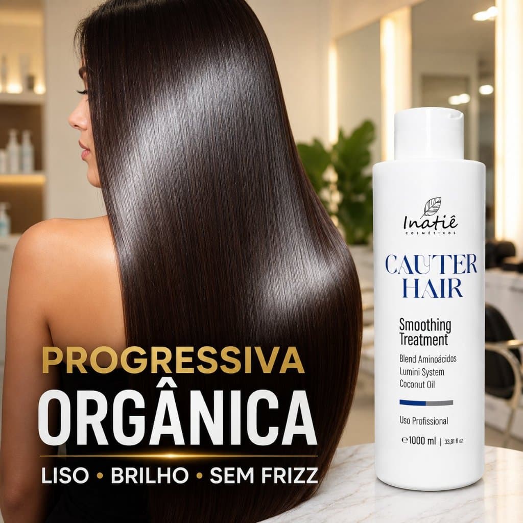Escova Progressiva Orgânica Sem Formol 1l Brilho Maciez Redutor Volume Anti Frizz Cauter Hair