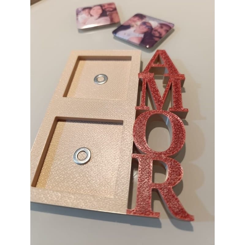 Porta Retrato Magnético Mural de Fotos Imã Decoração Criativa Amor - Suporta 2 Fotos Imãs