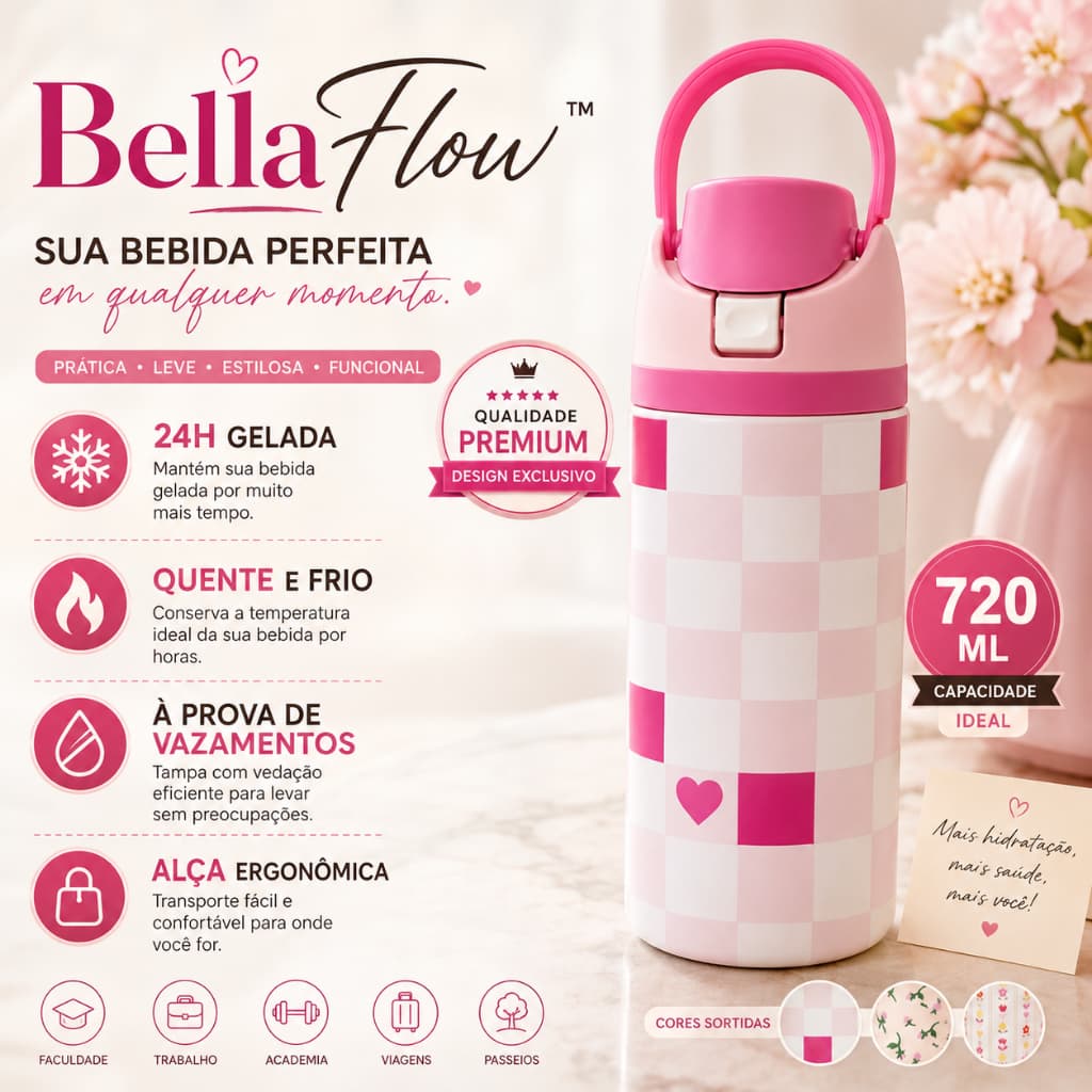 Garrafa Termica Alca 720ml Versatil Mantem Temperatura Quente Frio