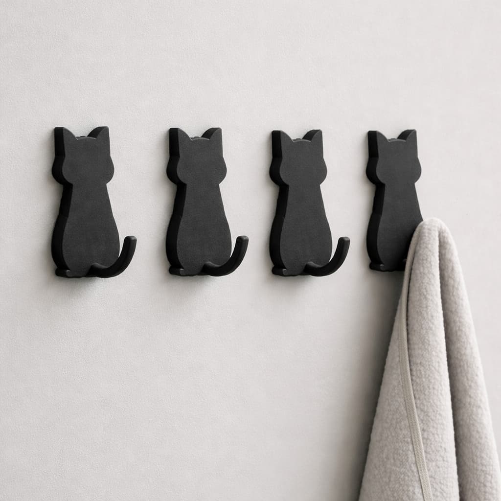 Kit Cabide Gancho Gatinho Adesivo com Fita Dupla Face 3M para Toalhas Banheiro/Chaveiro PREMIUM