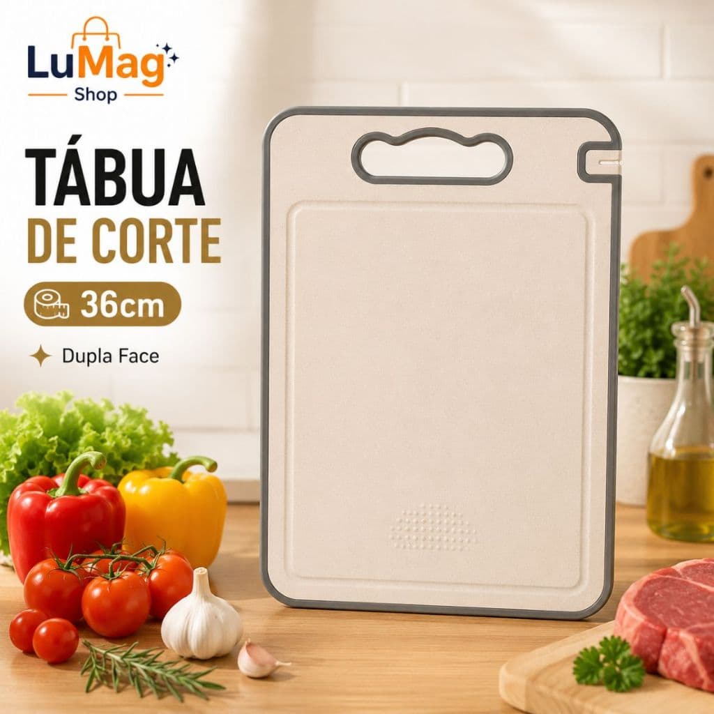 Tábua de Corte Grande 36cm Dupla Face Antiderrapante Cozinha Carne Legumes Frutas Pães Resistente
