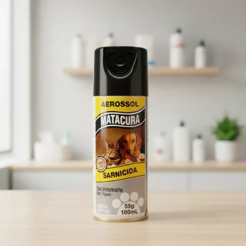 Matacura Sarnicida Aerossol 100ml (55g) | Uso Veterinário para Cães e Gatos