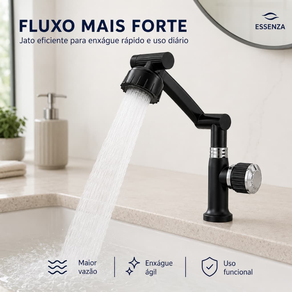 Torneira Gourmet 1080 De Parede Flexível Para Cozinha Misturador Articulada Aerador Jato Duplo