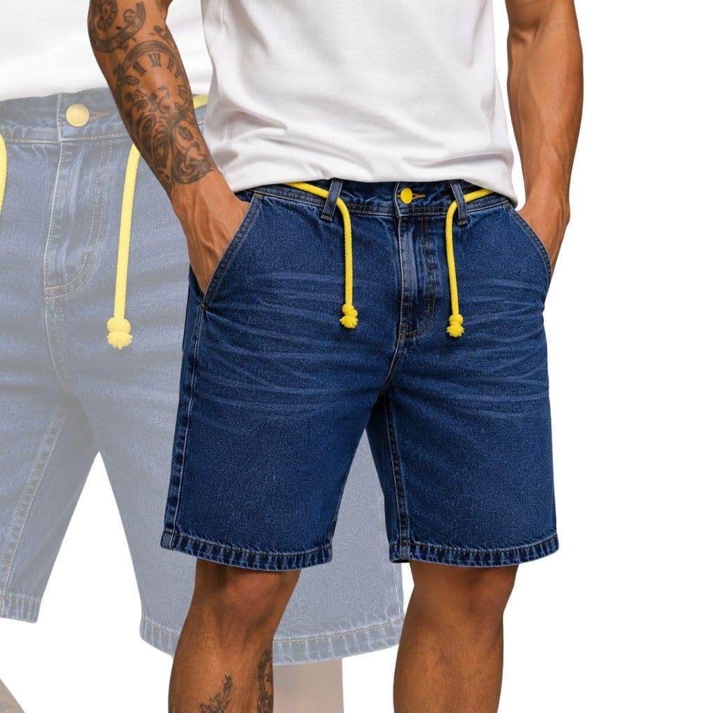 Short Jeans Jogador Cordão Externo Bermuda Jeans Premium Masculina Bermuda Para Homens Estiloso