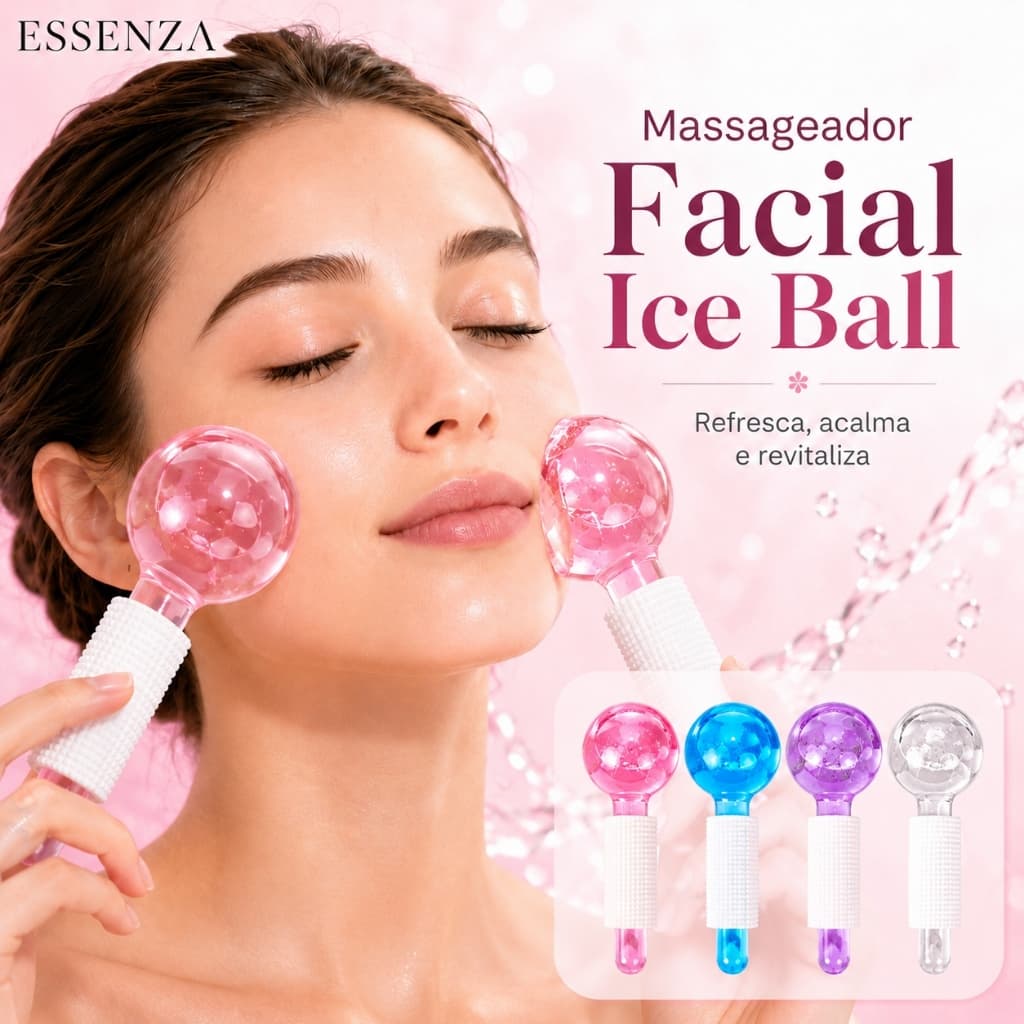 Kit 2 Globos Faciais Massagem ESSENZA Esferas Cromoterapia Estética Rosto Anti-Idade Profissional