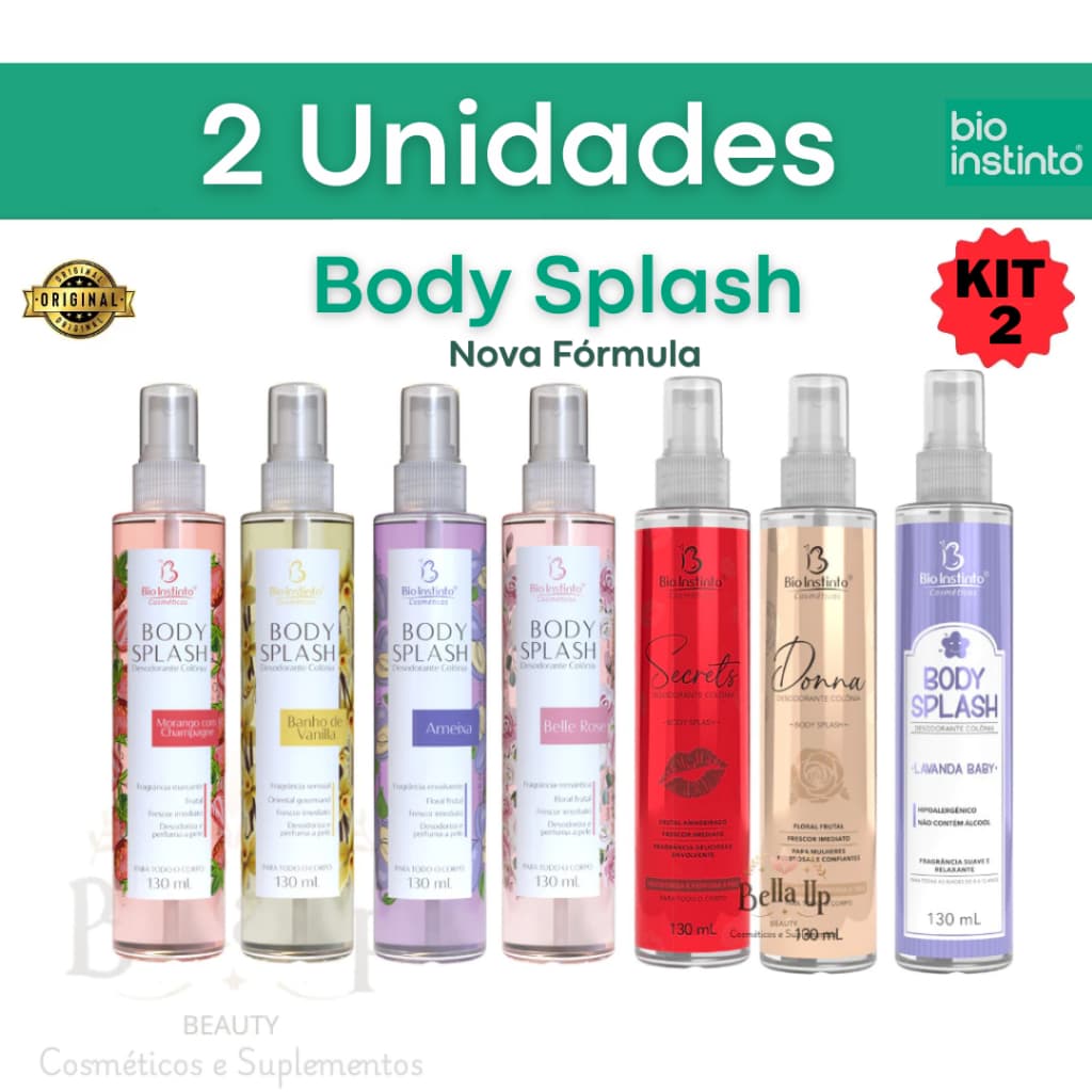 2UN Body Splash Perfume Corporal Feminina Aromas Marcantes Envolvente Bolsa Casa Beleza