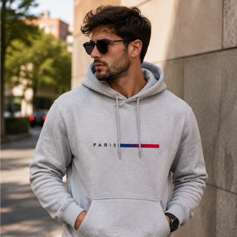 Moletom Paris Masculino Canguru Com Capuz Casual Inverno Algodão Premium Envio em Até 24h
