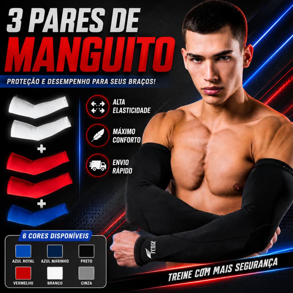 Kit 3 Par Manguito Térmico Proteção Solar UV50+ Segunda Pele uv unissex Manga Longa de Braço