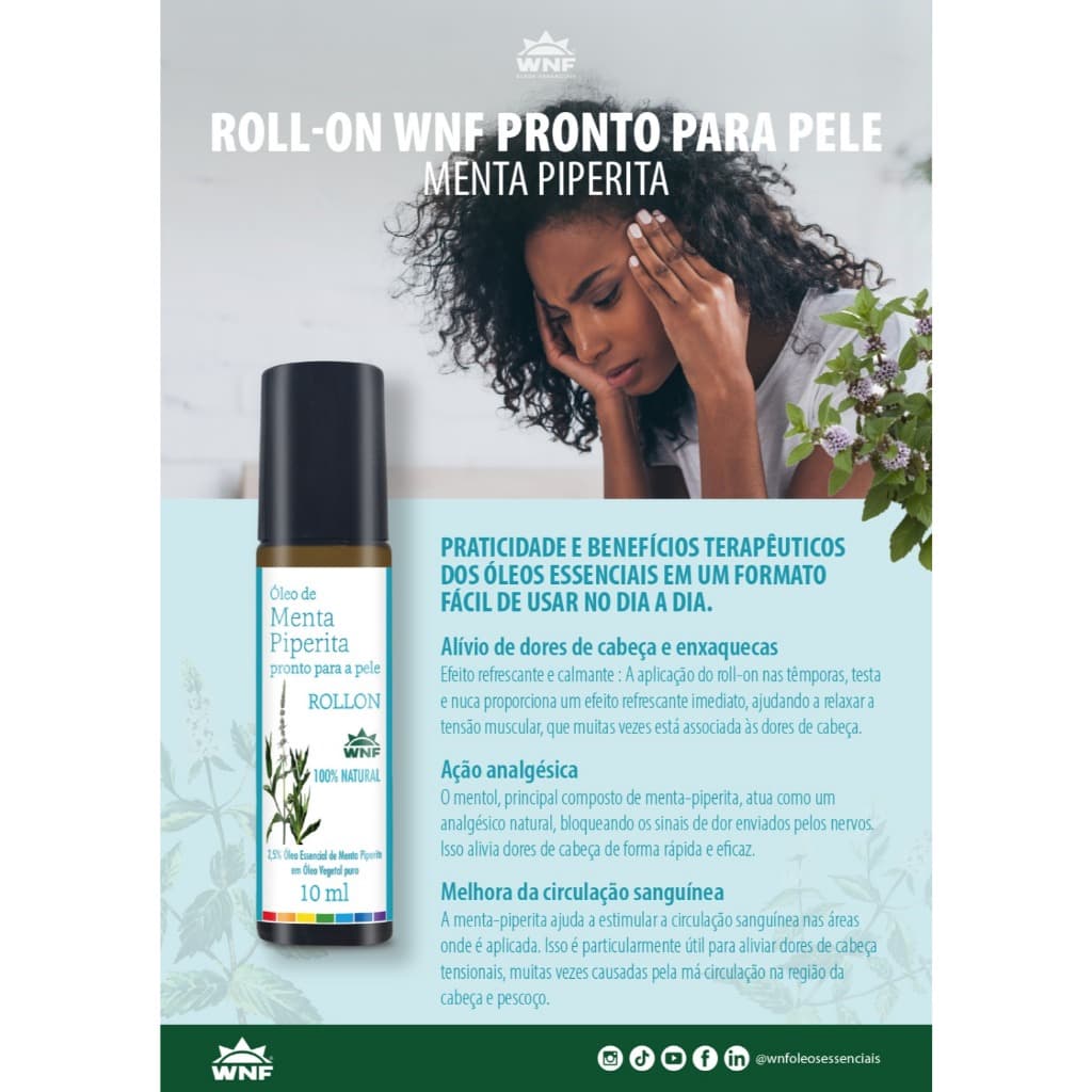 Roll-on Menta Piperita Óleo Essencial Wnf - 10ml Natural
