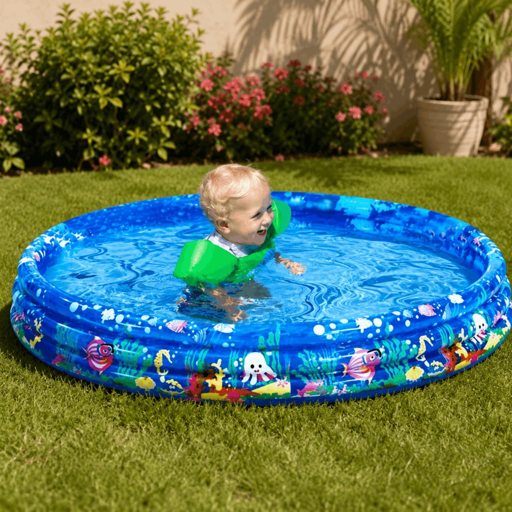 Piscina Inflável Redonda Infantil 300 Litros – Ideal para Praia, Quintal, Jardim e Verão, Perfeita para Crianças Brincar