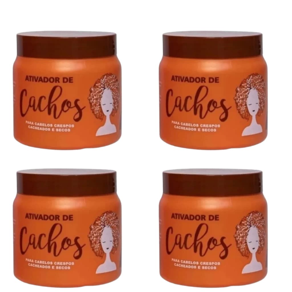 Kit 4 Ativador de Cachos Naxos 500g Definição Cachos Anti Frizz Hidratação Crespos Cacheados