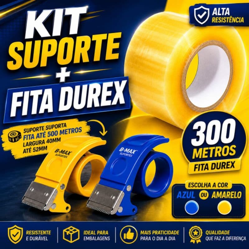 Kit Suporte + Fita Durex Transparente 40mm x 300m