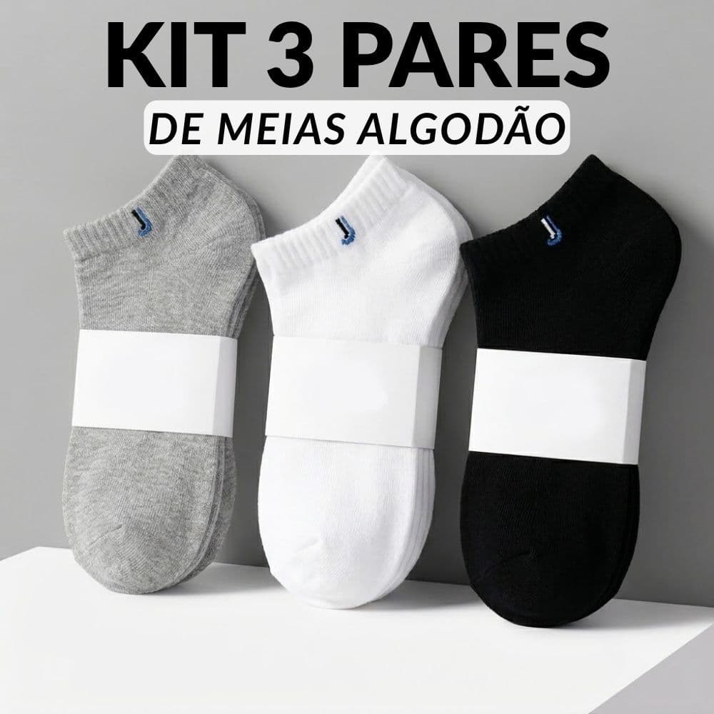 Kit 3 Pares Meia Soquete Premium Não Aperta