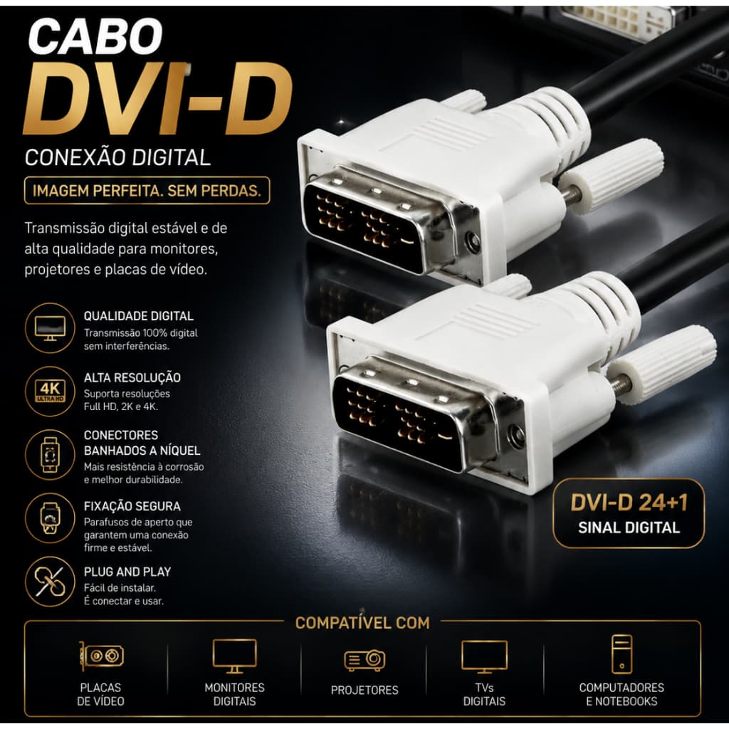 Cabo Dvi-d X Dvi-d 18+1 Pinos Macho 1,5Metros