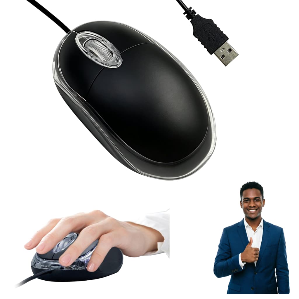 Mouse Óptico com Fio USB Mini 1200 DPI para Computador e Notebook