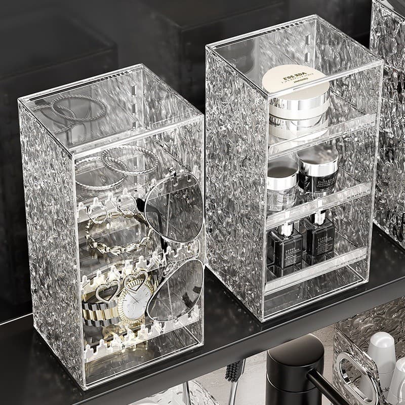 Organizador de Maquiagem Acrílico Transparente Porta Cosméticos Joias Perfumes Skincare Mesa Penteadeira