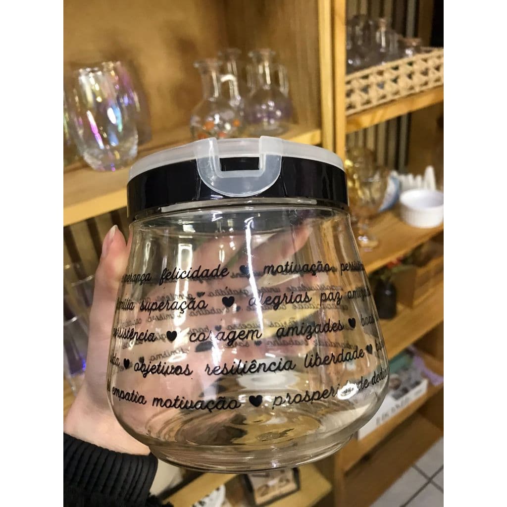 Pote Flip Decorado Plasútil B4 700ml 1,1L Com Frases Organizador