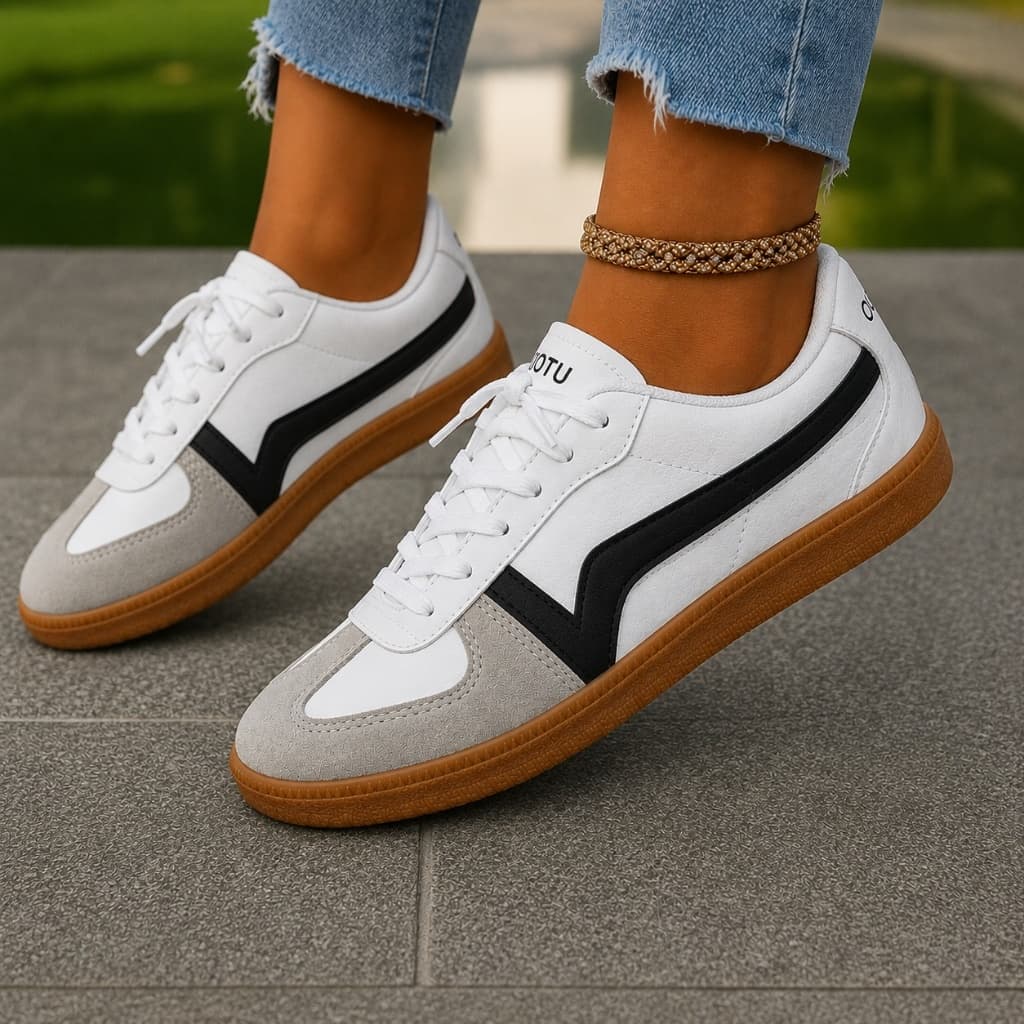 Tênis Feminino Casual Vintage Retrô Fashion Leve Confortável Sola Borracha