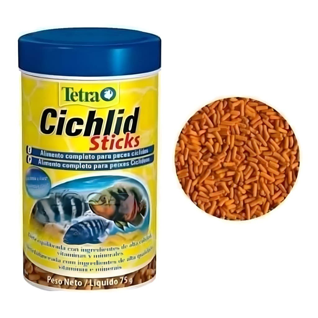 Ração para Peixe Tetra Cichlid Sticks 75g Para Peixe Ciclídeo