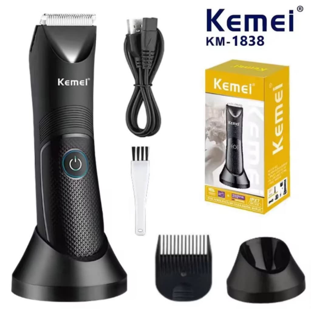 Máquina de Cortar Cabelo e Aparador de Barba Kemei KM-1838 Profissional Sem Fio Recarregável USB Bivolt