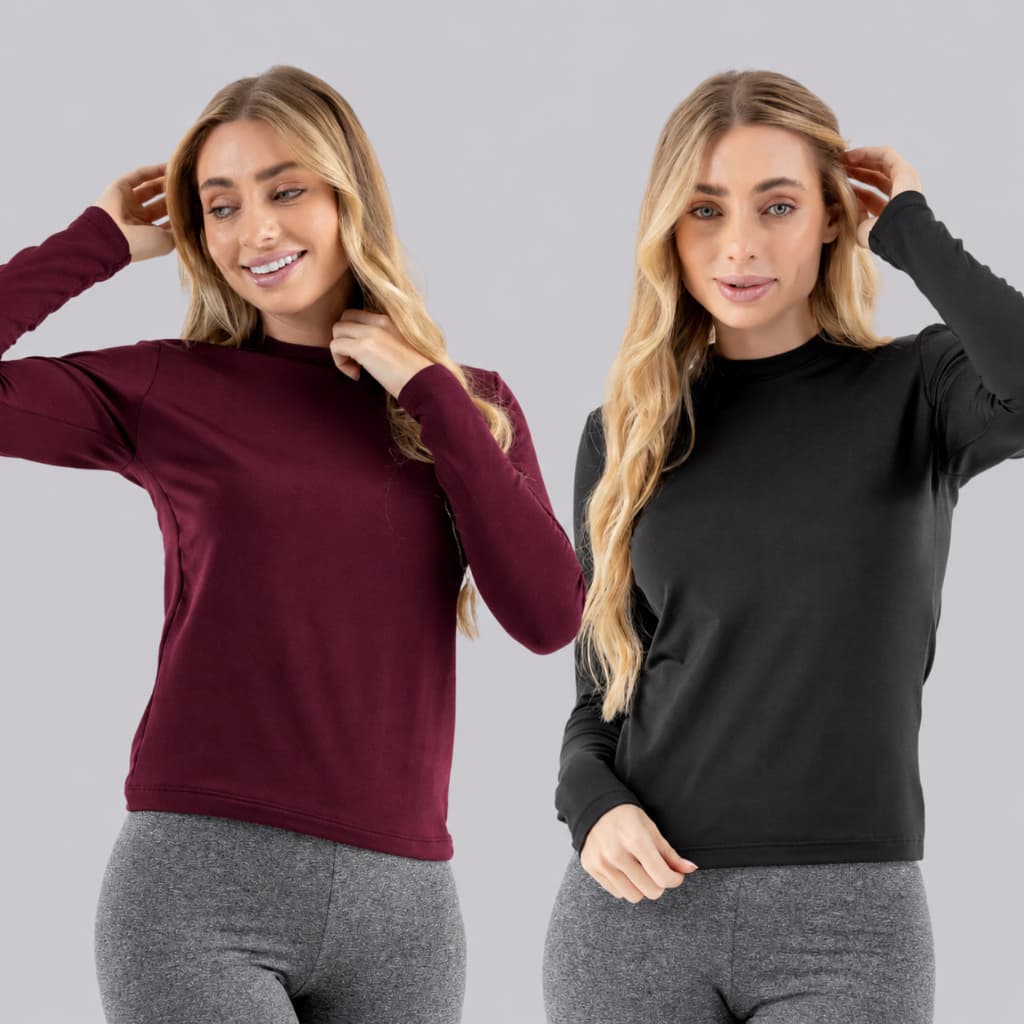Kit 2 Blusas Térmica Feminina Segunda Pele Peluciada Inverno Frio Proteção