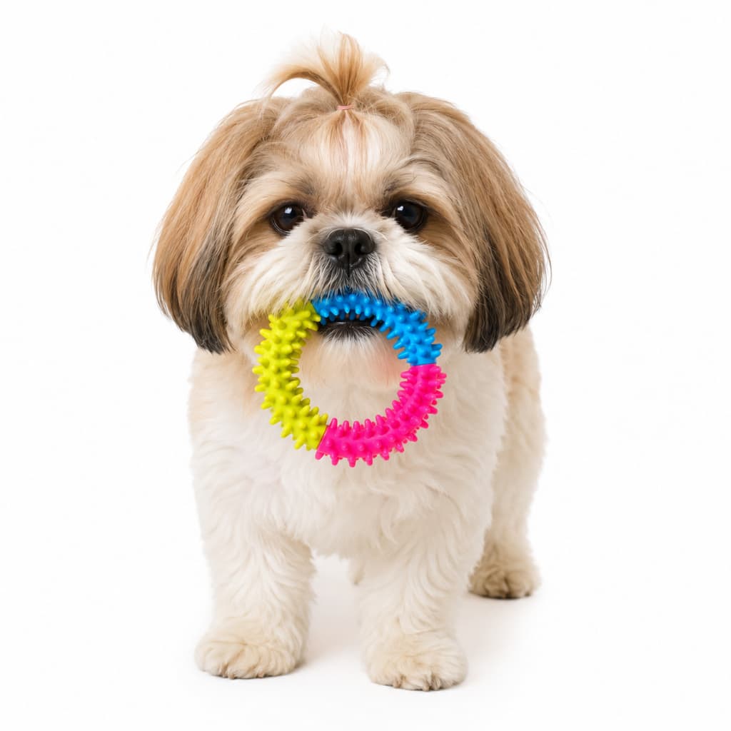 Brinquedo Anel Mordedor Dental Colorido Para Cães Pet Argola