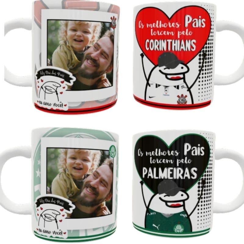 Caneca Personalizada Dia dos Pais com Foto e Time | Presente para Pai | Caneca com Nome e Foto | Cerâmica 325ml