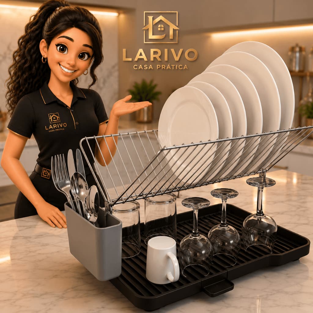 Escorredor Vasilhas Metal Organizador Talheres Secador Cozinha Louças