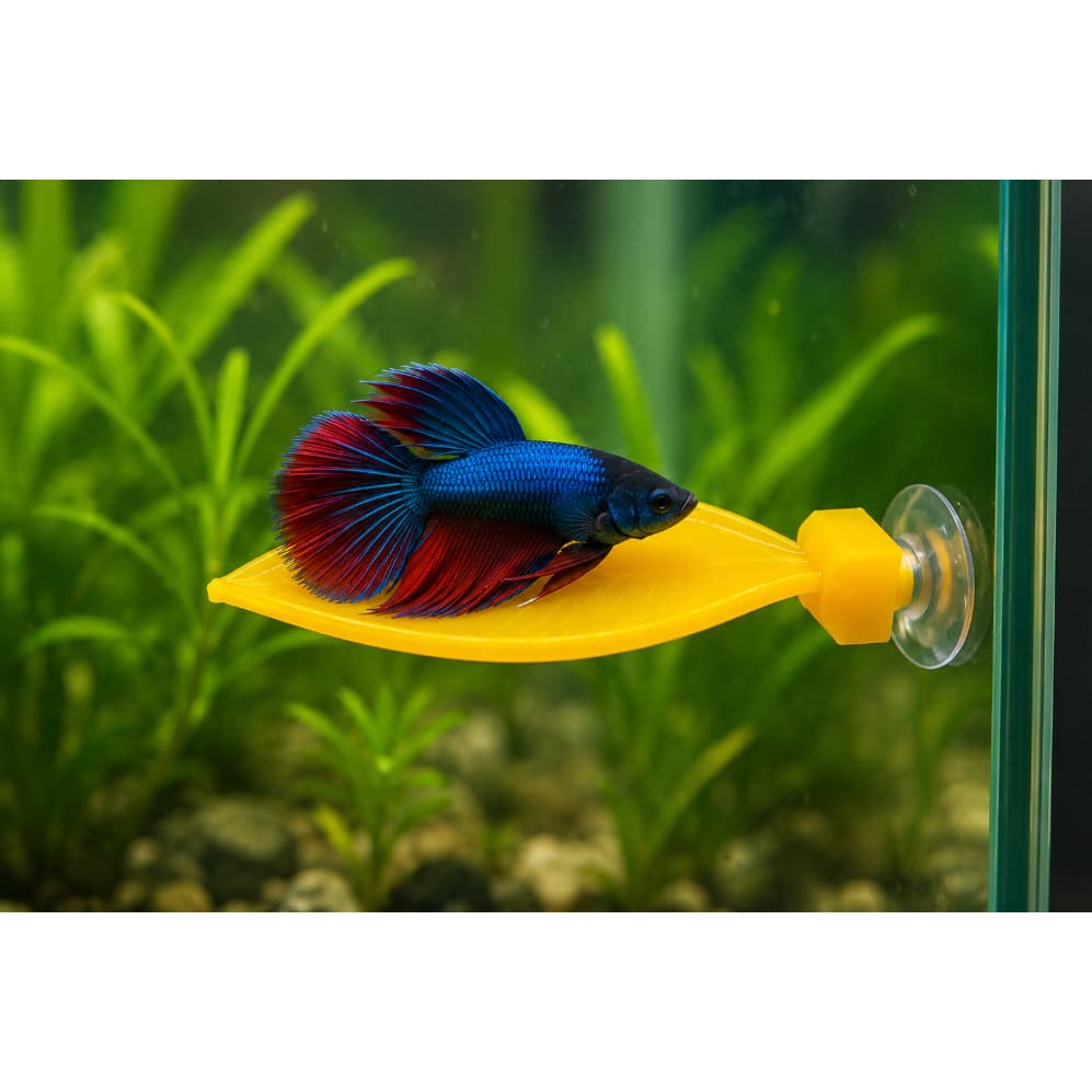 Cama Folha para Peixe Betta com Ventosa | Folha de Descanso para Aquário | Suporte para Descanso Betta