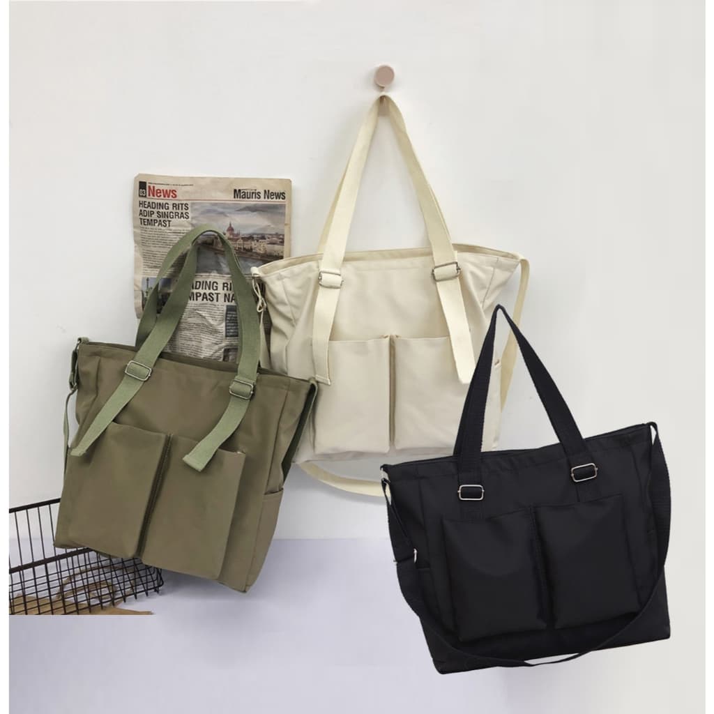 Bolsa Feminina Tote Bag Grande Impermeável Nylon Alça Transversal Faculdade Trabalho