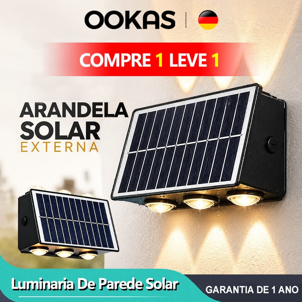 OOKAS 30X Lâmpada Arandela Solar Externa Parede Luminaria Solar Para Jardim Luz Solar Iluminação Outdoor Waterproof IP65