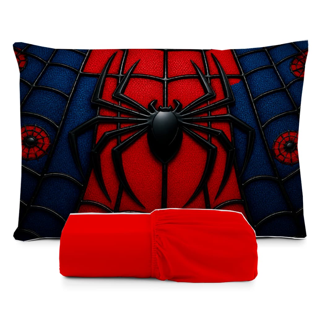 JOGO DE LENÇOL SOLTEIRO INFANTIL ARANHA TEIA DA ARANHA  MENINO  FRONHA TRAVESSEIRO, LENÇOL DE ELASTICO