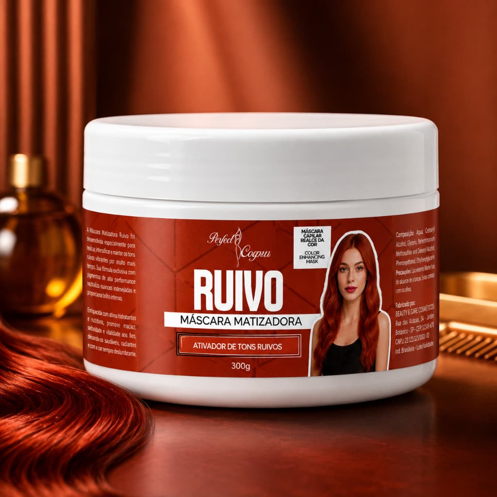 Máscara Matizadora Ruivo 300g | Realça Tons Ruivos, Acobreados e Avermelhados | Hidratação e Brilho