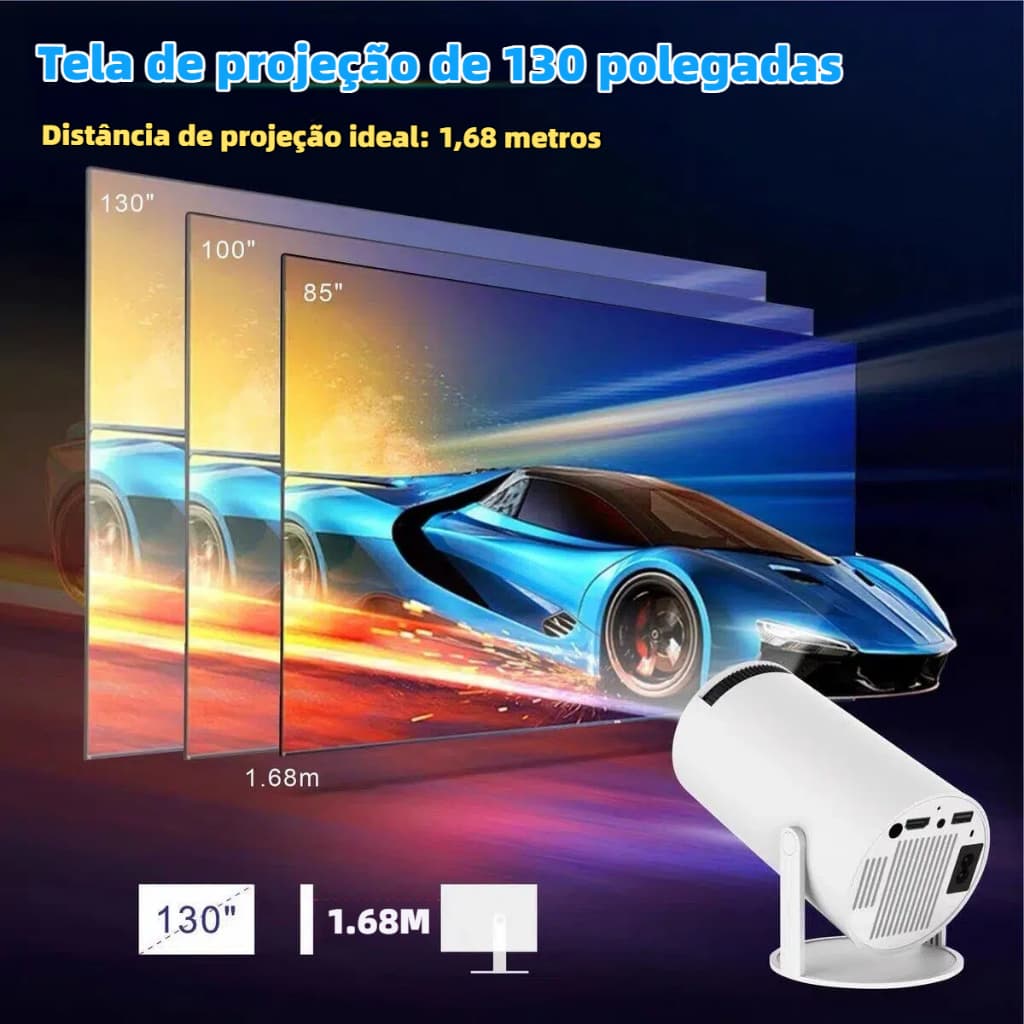 Mini Projetor HY300 Full HD 1080P Suporte a 4K Android 11 Alto falante de 3W Projeção de 130 polegadas Ideal para assist