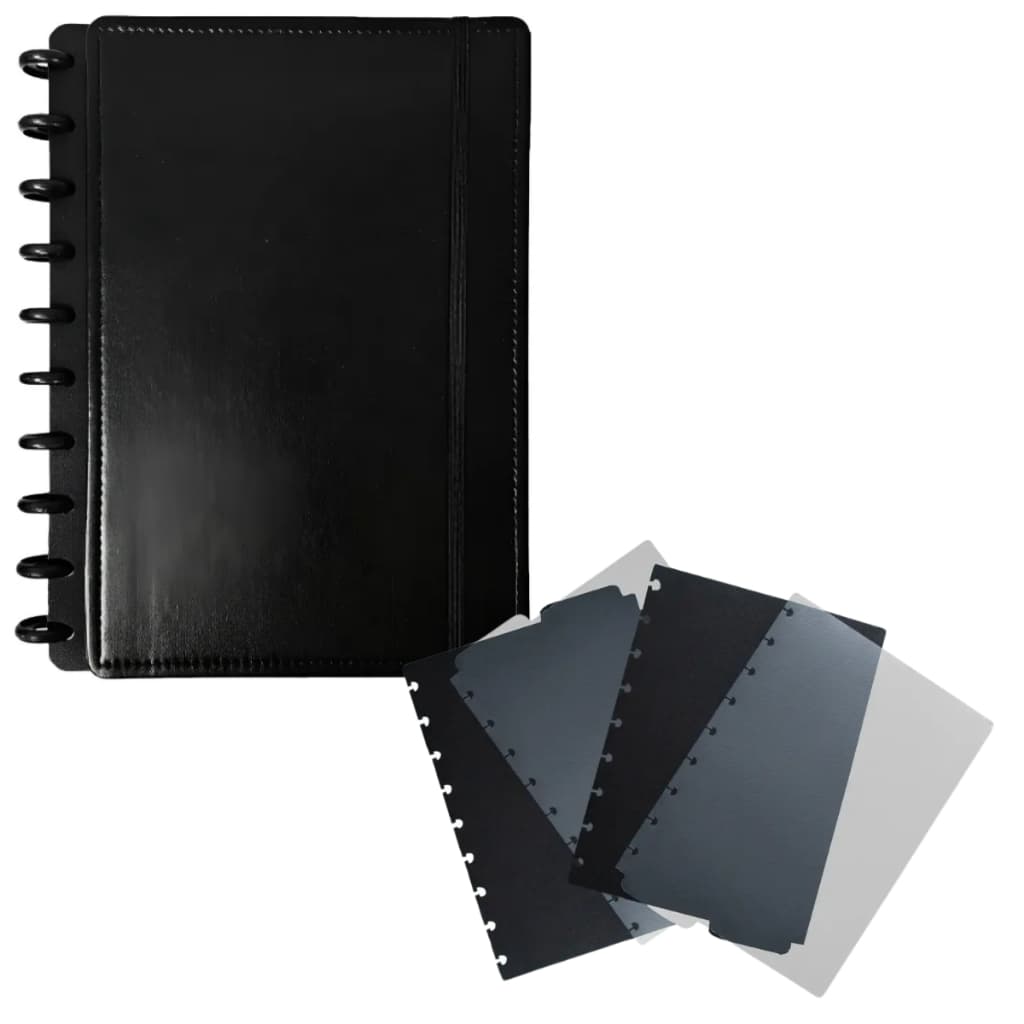 Caderno Disco Inteligente Preto B5 Com 10 Discos +Divisoria